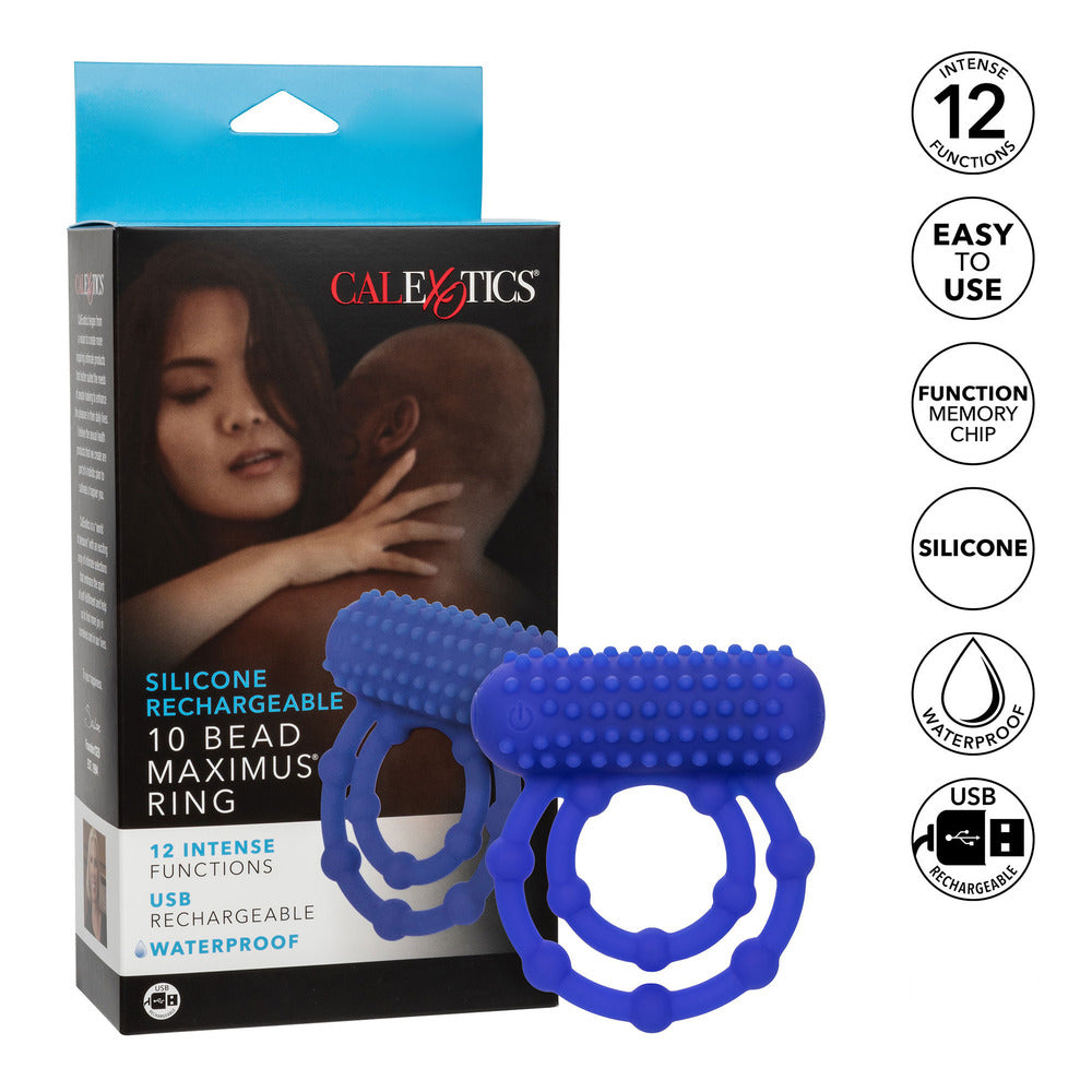 10 Bead Maximus Rechargeable Cock Ring - Peaches & Cream