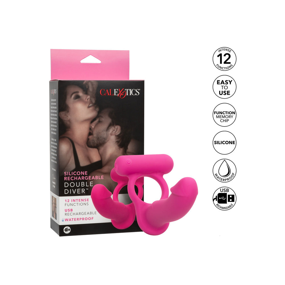 Silicone Rechargeable Double Diver Stimulator - Peaches & Cream