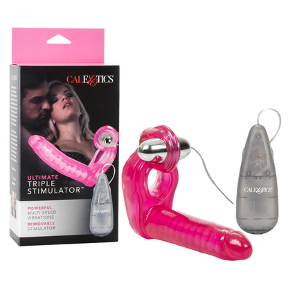 Ultimate Triple Stimulator Vibrating Cock Ring With Dong - Peaches & Cream