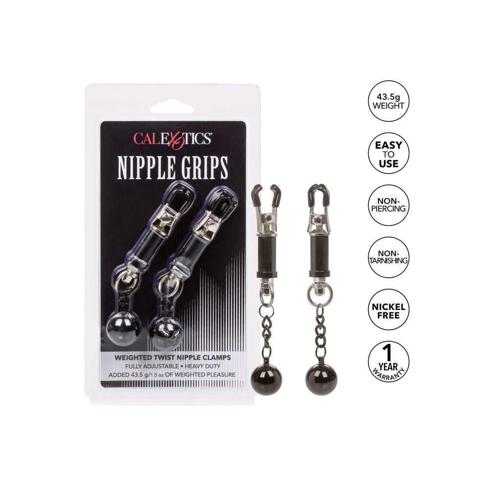 Nipple Grips Weighted Twist Nipple Clamps - Peaches & Cream