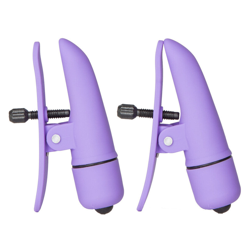 Nipplettes Virbrating Adjustable Purple Nipple Clamps - Peaches & Cream