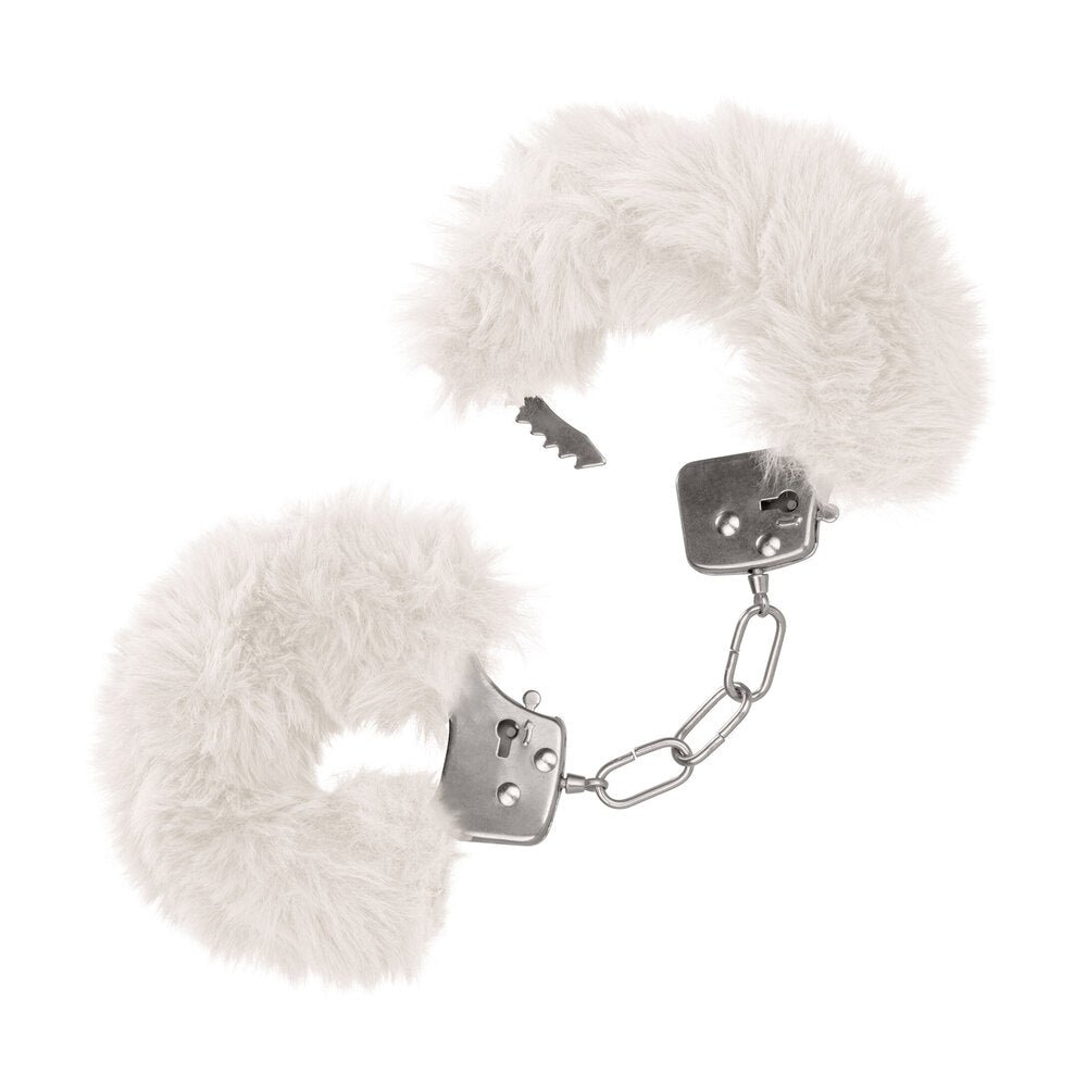 Ultra Fluffy Furry Cuffs White - Peaches & Cream