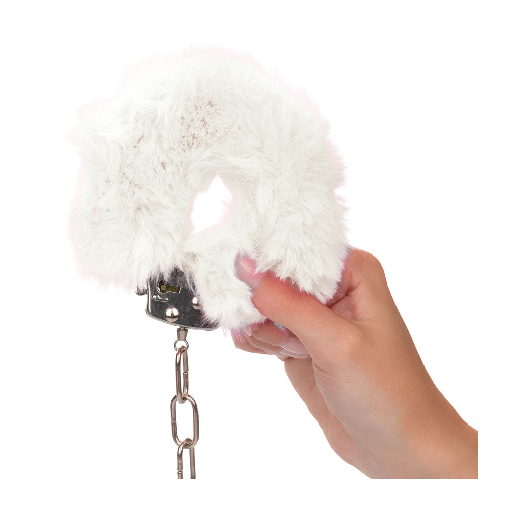 Ultra Fluffy Furry Cuffs White - Peaches & Cream