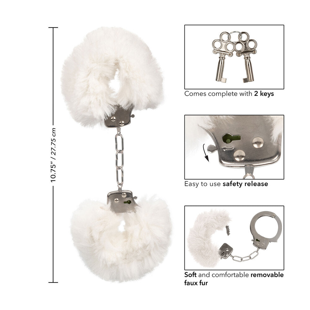 Ultra Fluffy Furry Cuffs White - Peaches & Cream