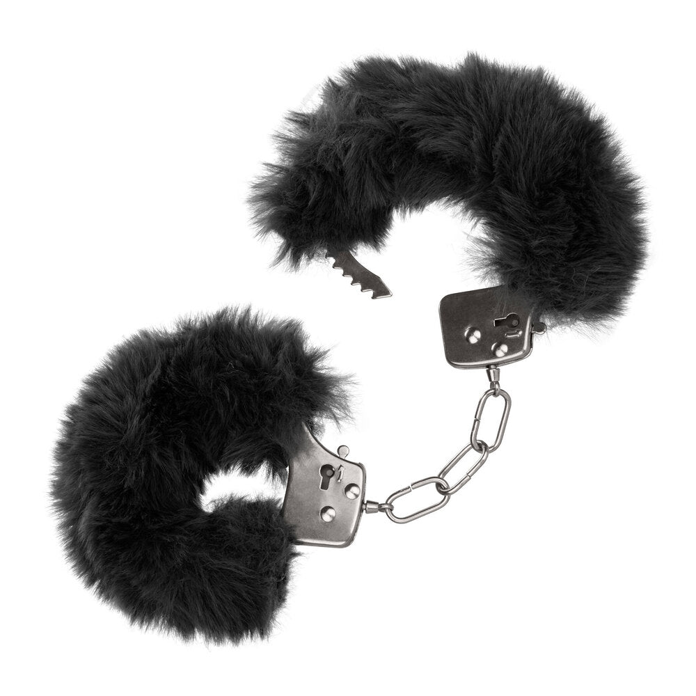 Ultra Fluffy Furry Cuffs Black - Peaches & Cream