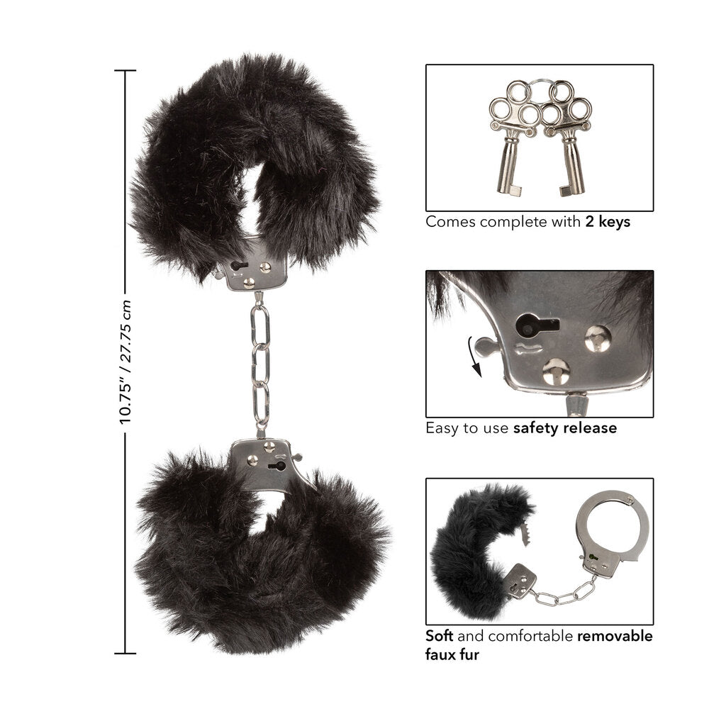 Ultra Fluffy Furry Cuffs Black - Peaches & Cream