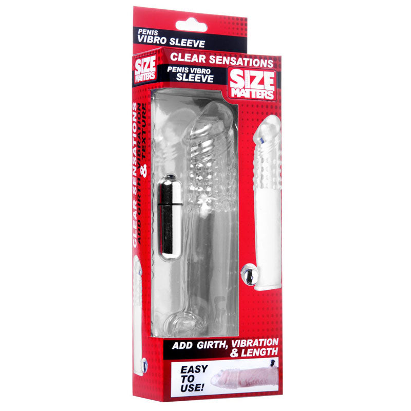 Size Matters Clear Vibrating Penis Sleeve - Peaches & Cream