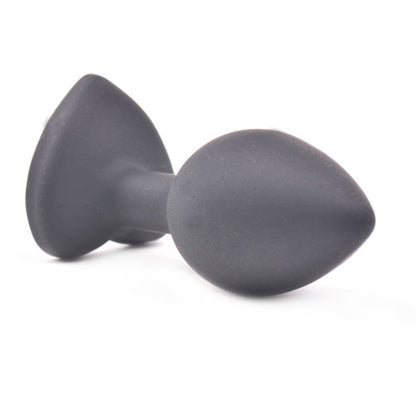 Small Heart Shaped Diamond Base Black Butt Plug - Peaches & Cream