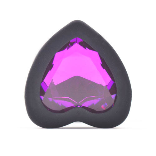 Small Heart Shaped Diamond Base Black Butt Plug - Peaches & Cream