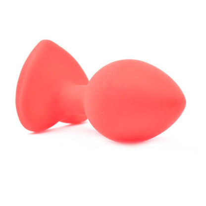 Small Heart Shaped Diamond Base Red Butt Plug - Peaches & Cream