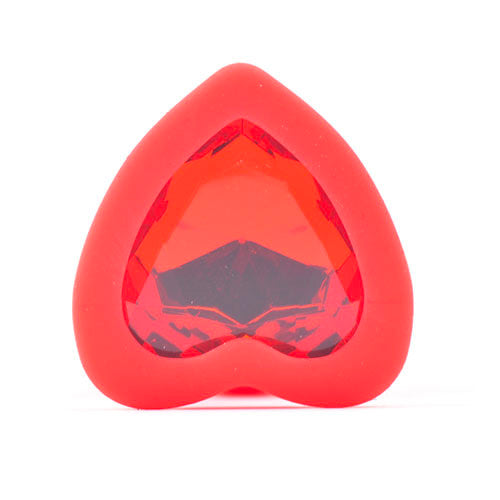 Small Heart Shaped Diamond Base Red Butt Plug - Peaches & Cream