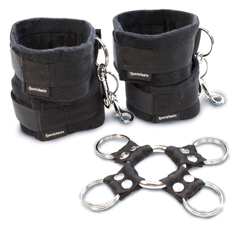 SportSheets 5 Piece Hog Tie And Cuff Set - Peaches & Cream