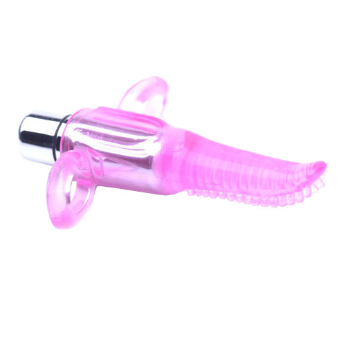 Clear Pink Vibrating Tongue Finger Vibrator - Peaches & Cream