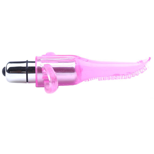 Clear Pink Vibrating Tongue Finger Vibrator - Peaches & Cream