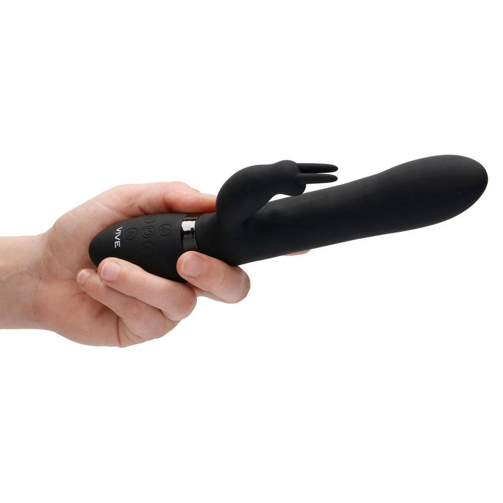 Vive Amoris Black Rabbit Vibrator With Stimulating Beads - Peaches & Cream