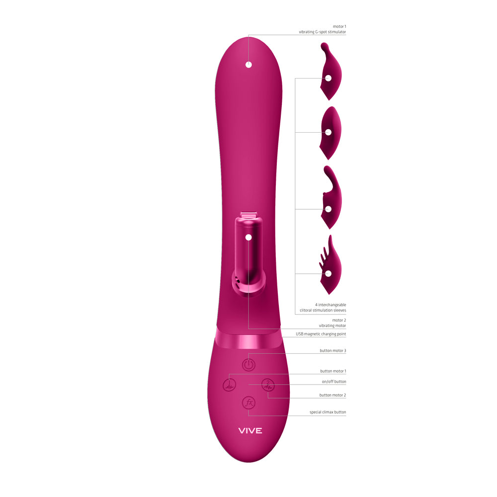 Vive Chou Double Action Interchangeable Rabbit Vibrator Pink - Peaches & Cream