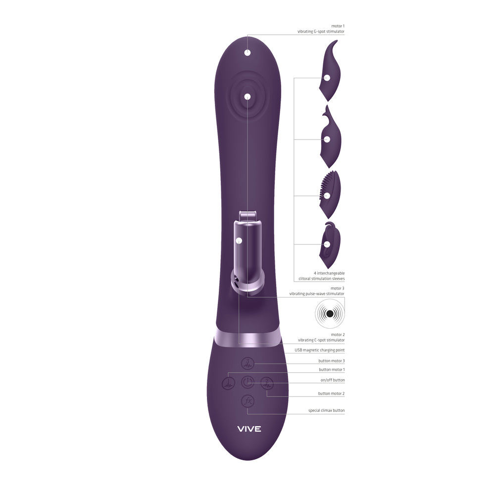 Vive Etsu Interchangeable Rabbit Vibrator Purple - Peaches & Cream