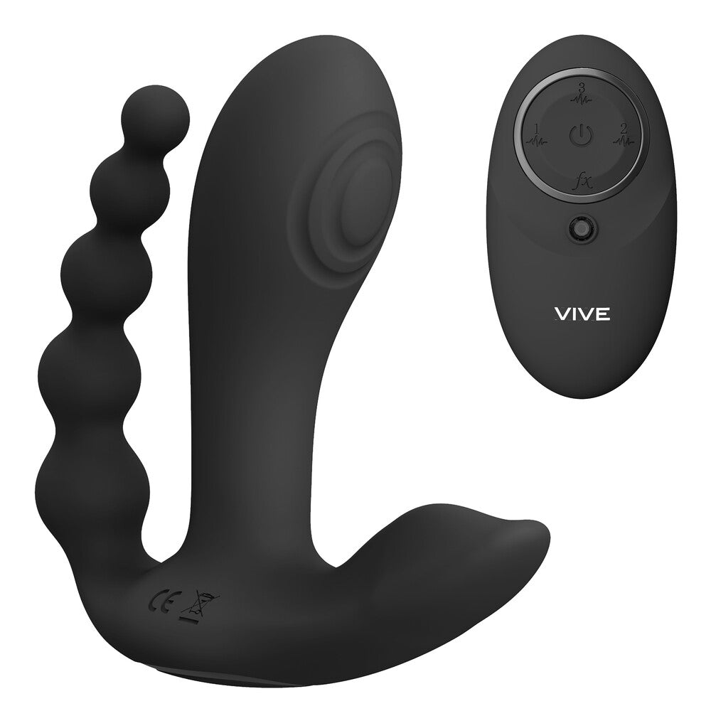 Vive Kata Double Penetrator Vibrator Black - Peaches & Cream