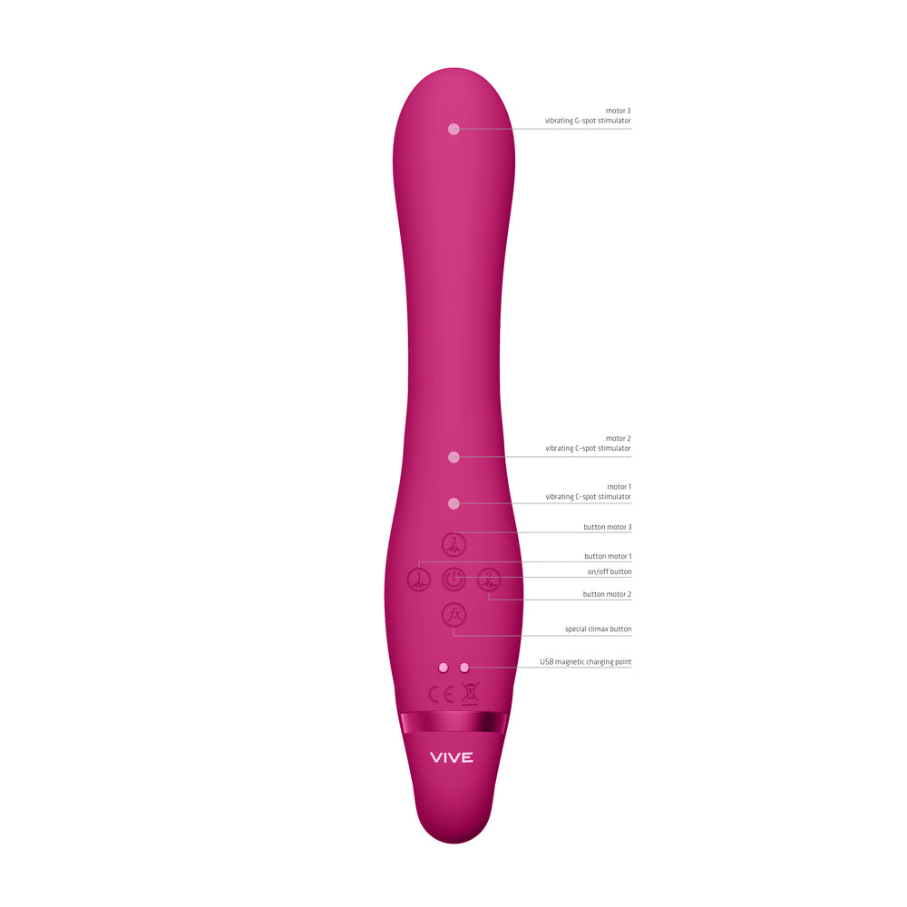 Vive Suki Triple Action Strapless Strap On Vibrator Pink - Peaches & Cream