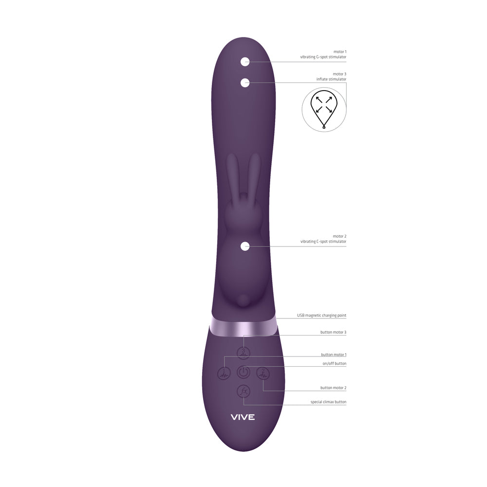 Vive Taka Triple Action Automatic Inflatable Vibrator Purple - Peaches & Cream