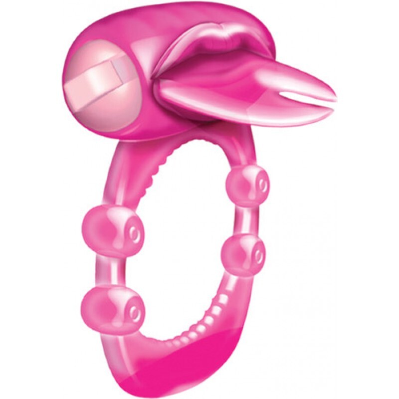 Forked Tongue Vibrating Silicone Cock Ring - Peaches & Cream