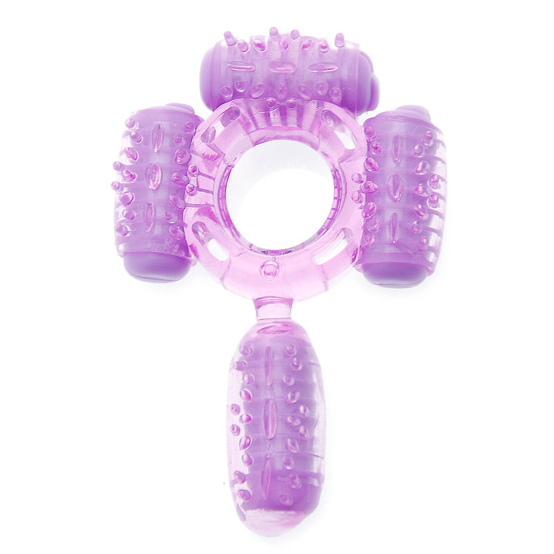 Humm Dinger Super Quad Vibrating Cock Ring Purple - Peaches & Cream