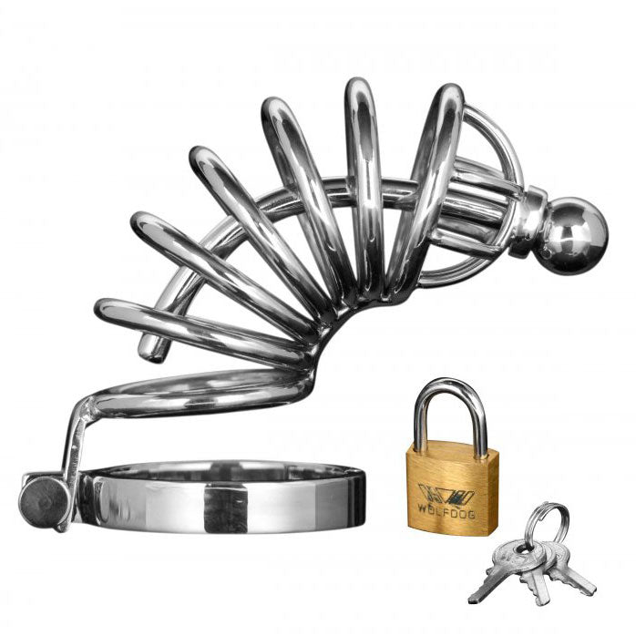 Asylum 6 Ring Locking Chastity Cage - Peaches & Cream