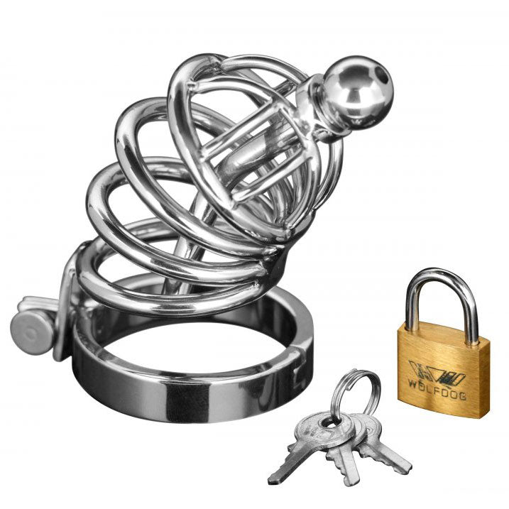 Asylum 4 Ring Locking Chastity Cage - Peaches & Cream