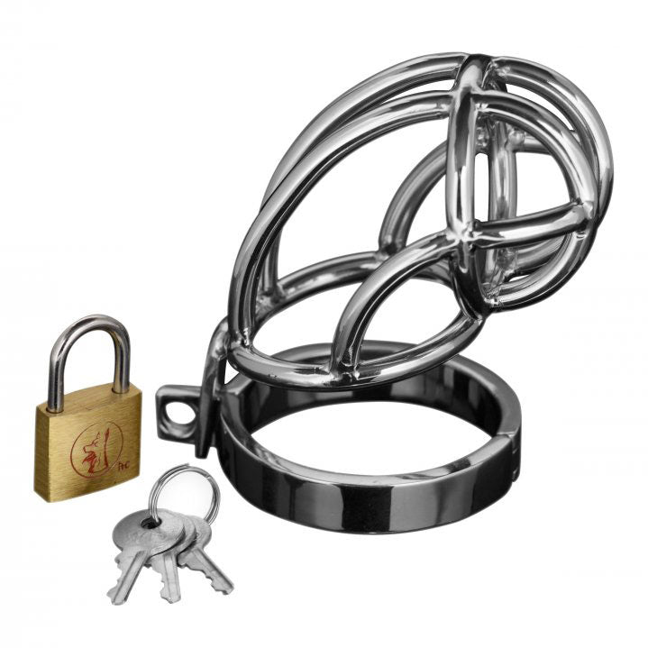 Captus Stainless Steel Locking Chastity Cage - Peaches & Cream