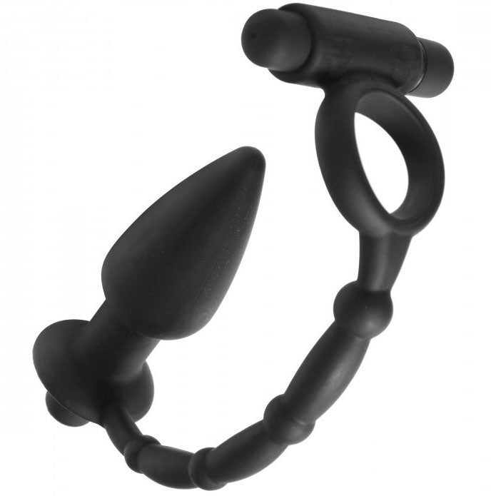 Viaticus Dual Cock Ring And Anal Plug Vibrator - Peaches & Cream