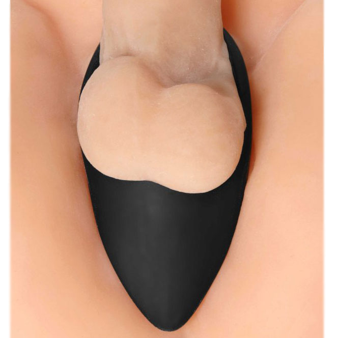 Taint Teaser Silicone Cock Ring And Taint Stimulator 2 Inch - Peaches & Cream