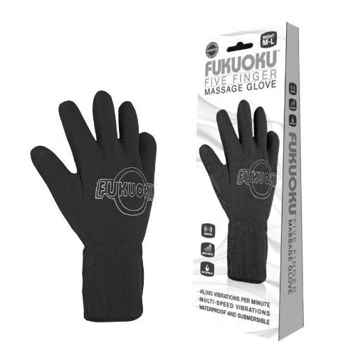 Fukuoku Vibrating Five Finger Massage Glove Right Hand - Peaches & Cream