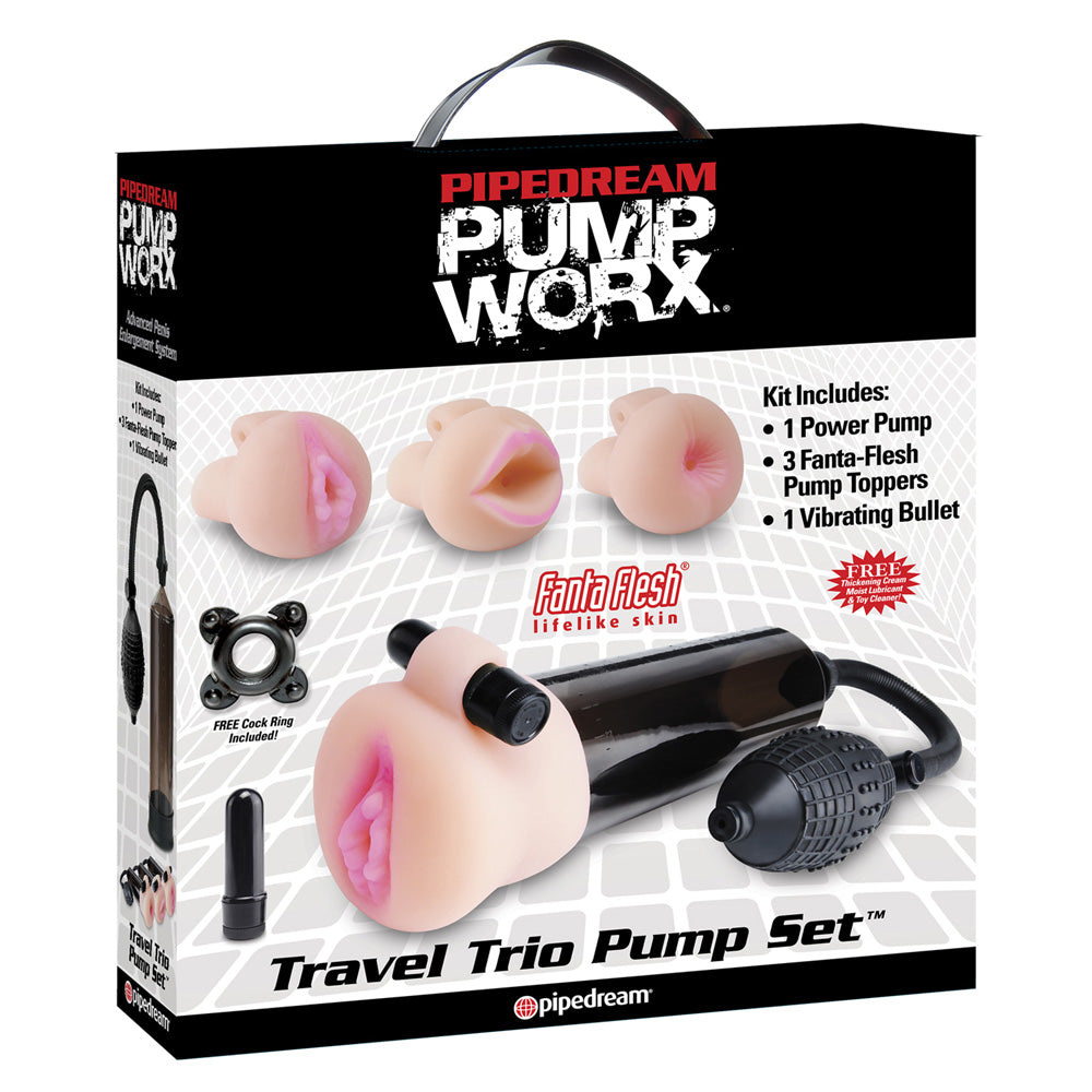 Pump Worx Travel Trio Set Masturbator - Peaches & Cream