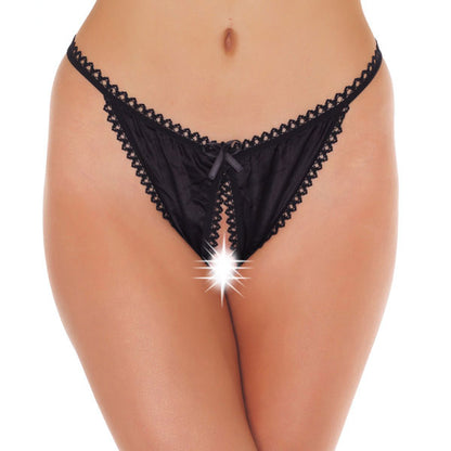 Black Crotchless Tanga - Peaches & Cream