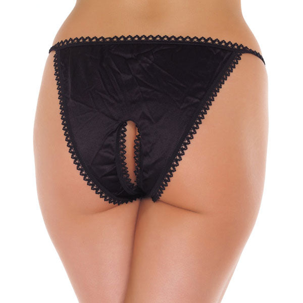 Black Crotchless Tanga - Peaches & Cream