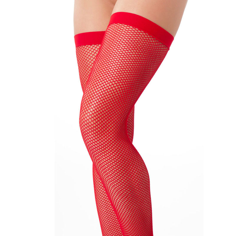 Sexy Red Fishnet Stockings - Peaches & Cream