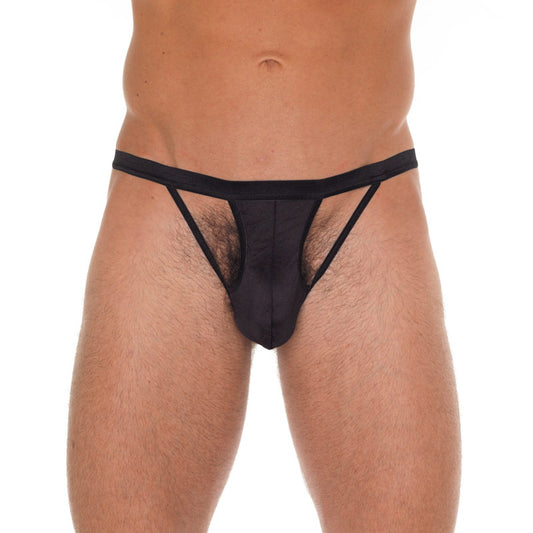 Mens Cut Out GString Black - Peaches & Cream