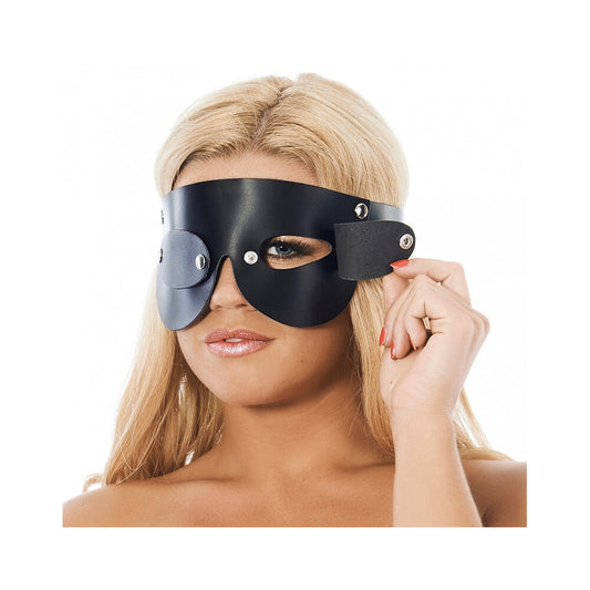 Leather Blindfold With Detachable Blinkers - Peaches & Cream