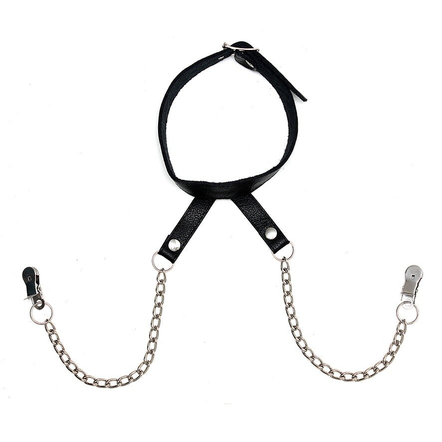 Nipple Clamps With Neck Collar - Peaches & Cream