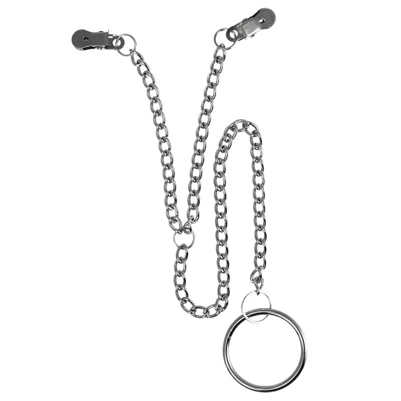 Nipple Clamps With Scrotum Ring - Peaches & Cream