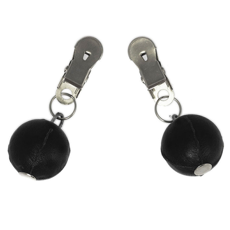 Nipple Clamps With Round Black Weights - Peaches & Cream