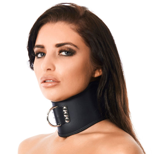 Leather Collar With Padlock - Peaches & Cream