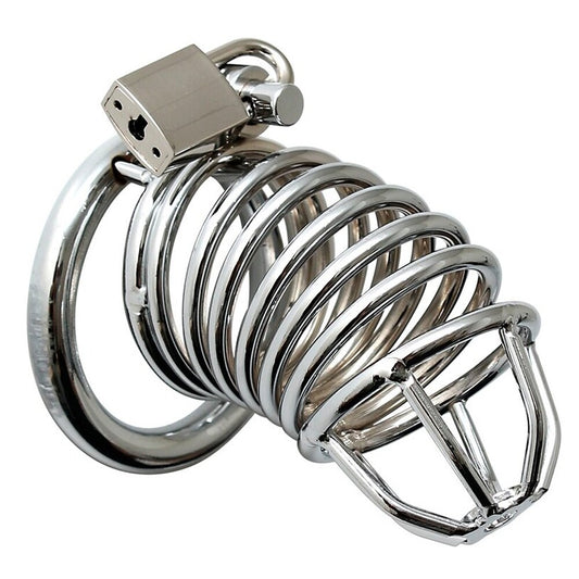 Chrome Chastity Cock Cage - Peaches & Cream