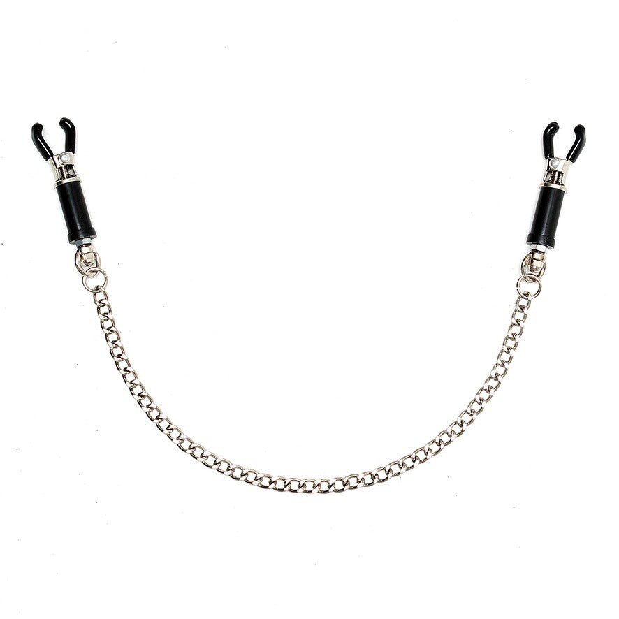 Silver Nipple Clamps With Chain - Peaches & Cream