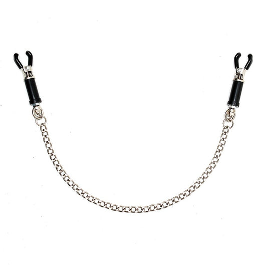 Silver Nipple Clamps With Chain - Peaches & Cream