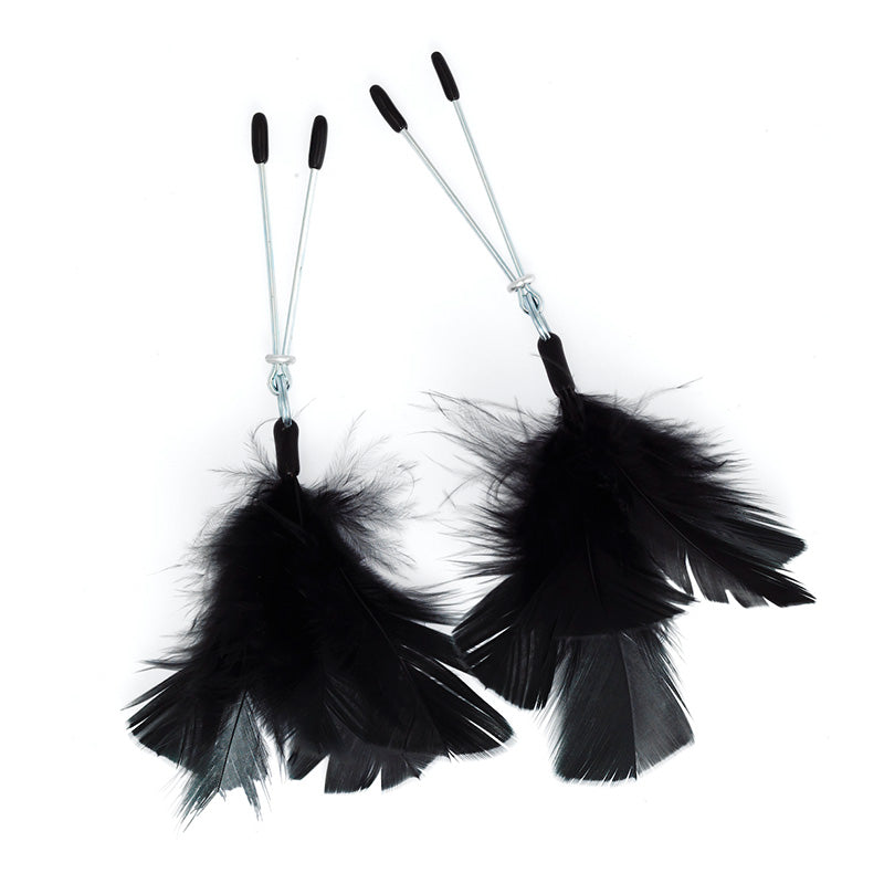 Black Feather Nipple Clamps - Peaches & Cream