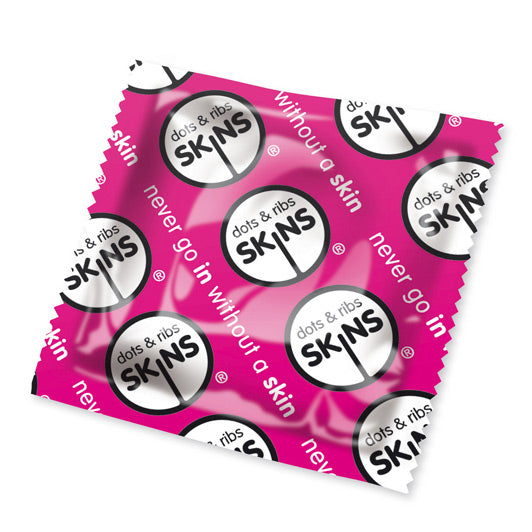 Skins Dots And Ribs Condoms x50 (Pink) - Peaches & Cream