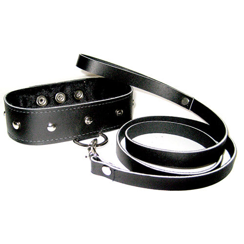 SportSheets Leather Leash And Collar - Peaches & Cream